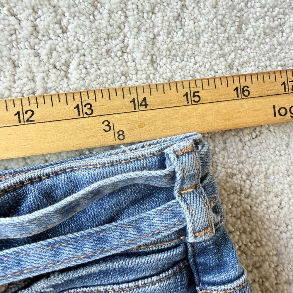 Pilcro Wide Leg Jeans Women 28 Blue High Rise Horsebit Buckle Patch Pockets - Picture 11 of 16